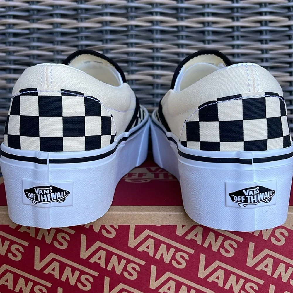 Vans WMNS Classic Slip-On Stackf Checkerboard Black/Classi VN0A7Q5RTYQ Platforms